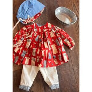 Clothes Handmade Outfit Dress Bonnet 18" American Girl Dolls Laundry Day